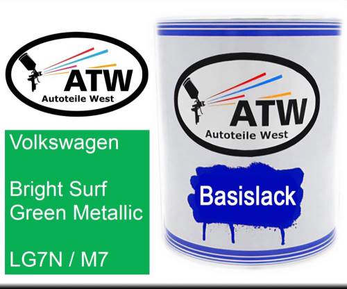 Volkswagen, Bright Surf Green Metallic, LG7N / M7: 1L Lackdose, von ATW Autoteile West.